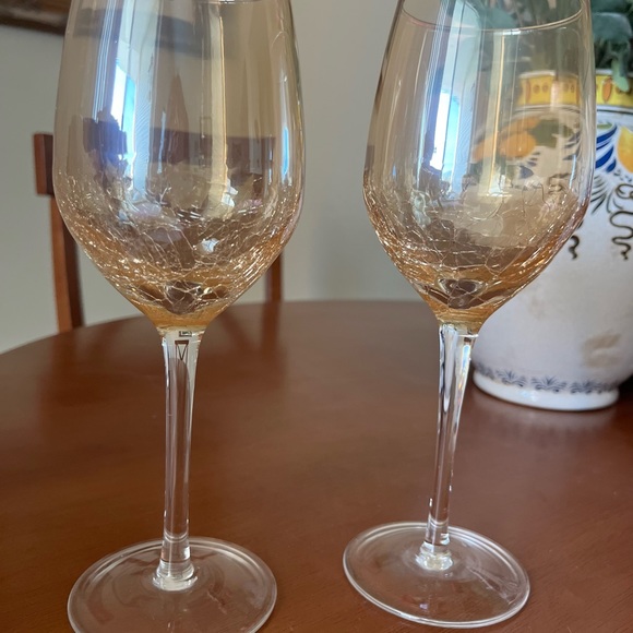 Pier 1 Amber Crackle Wine Glasses - Picture 4 of 4